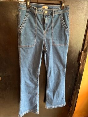Knox Rose Blue Denim Straight-Leg Jeans with Front Patch Pockets 10/12